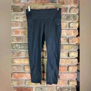 ATHLETA Womens Leggings S Black Pull On Perforated Mesh Side Crop CHAKRA